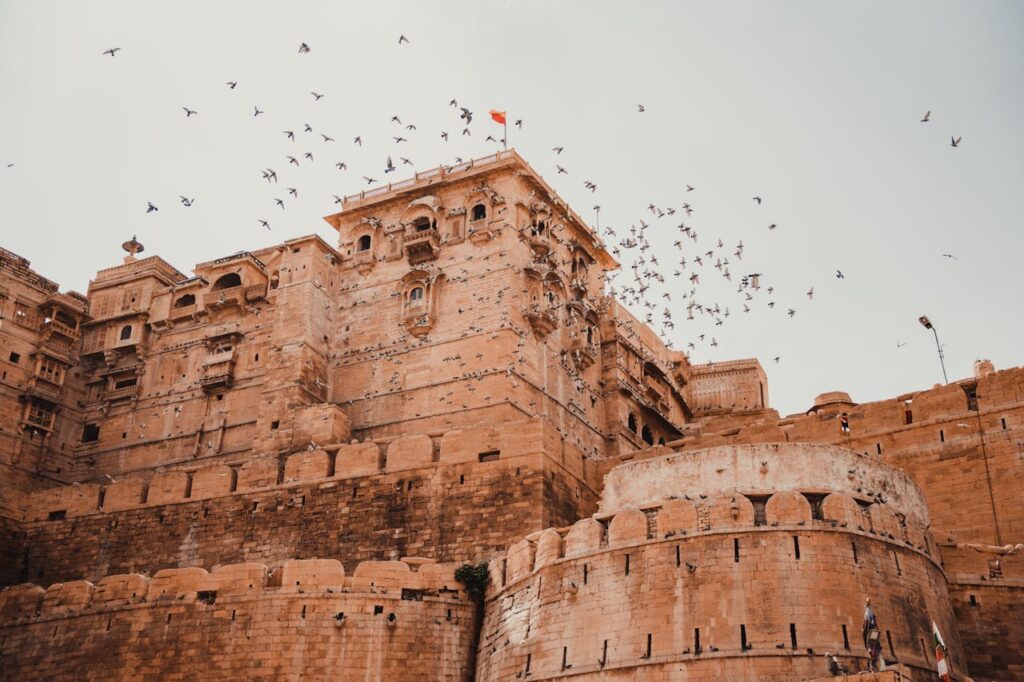 Birds Flying over Jaisalmer Fort in India